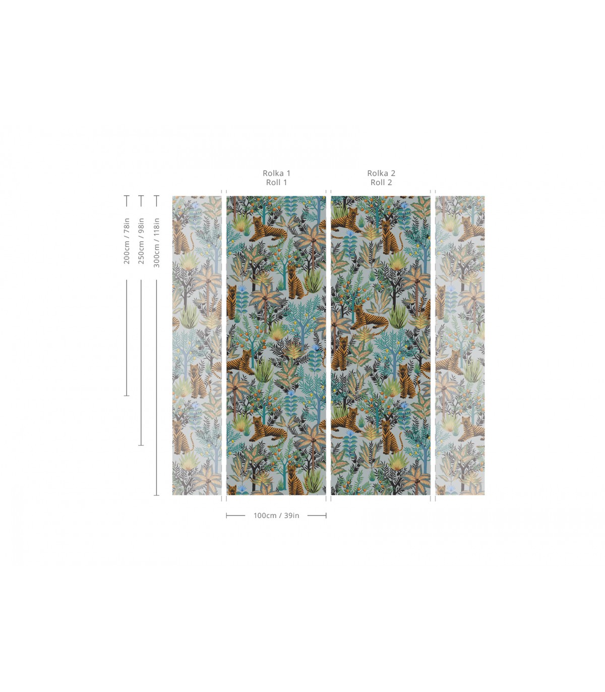Tapeta Gold Tigers Light Blue