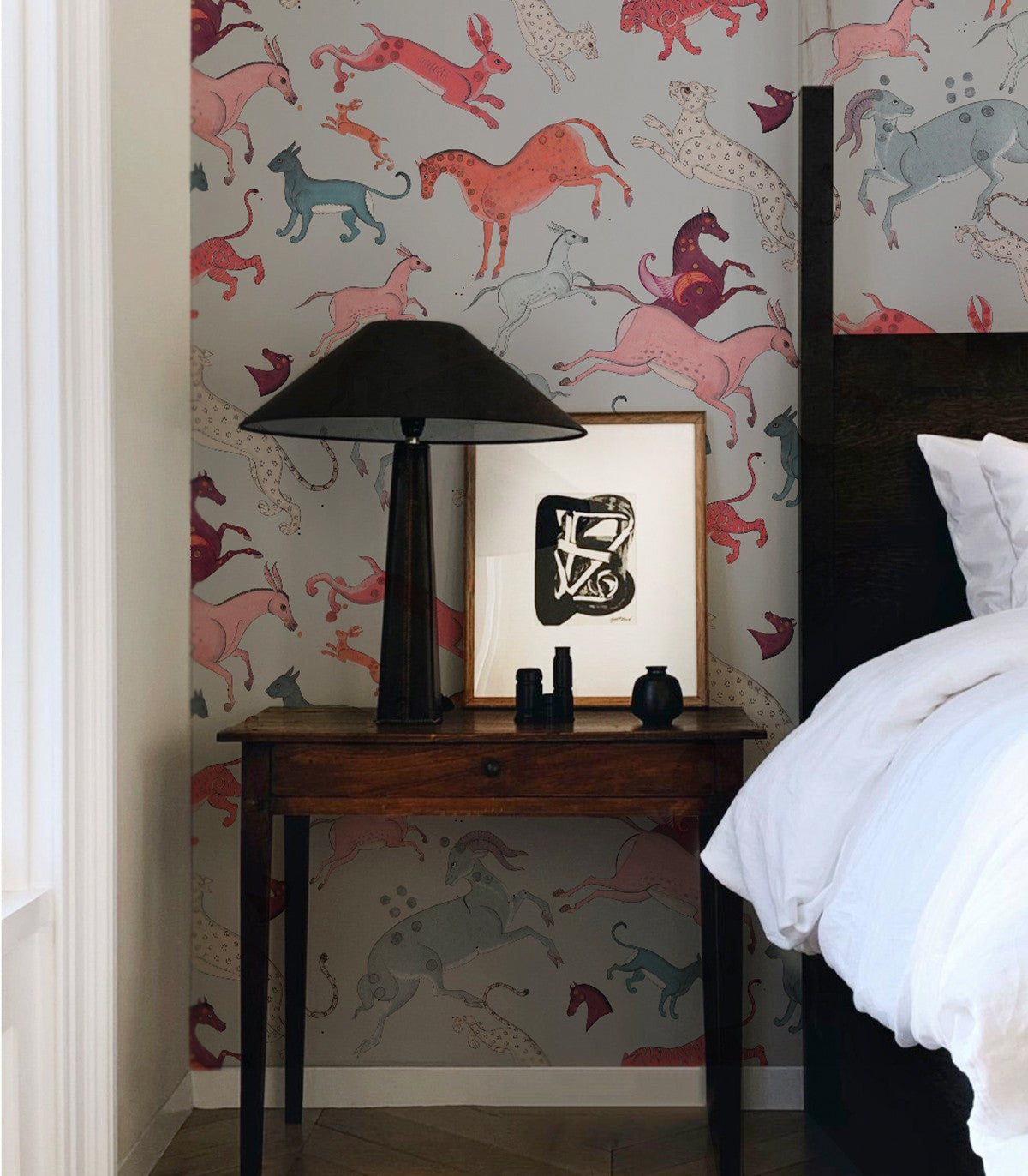 Orientalische Tiere Hellblaue Tapete