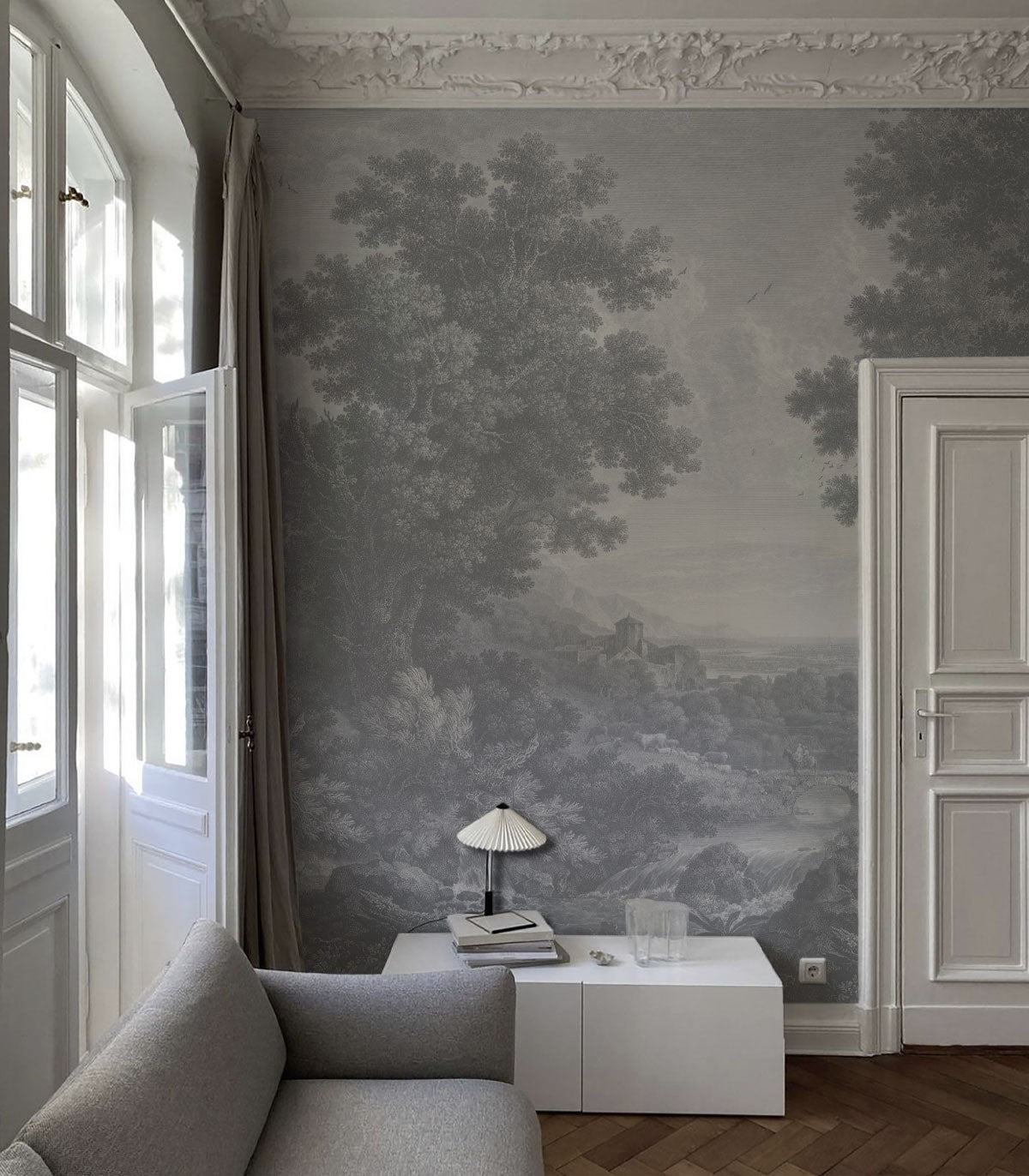 Malerisches Tal der Ruhe Blaue Tapete