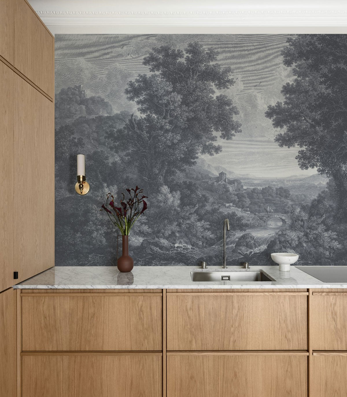 Malerisches Tal der Ruhe Blaue Tapete