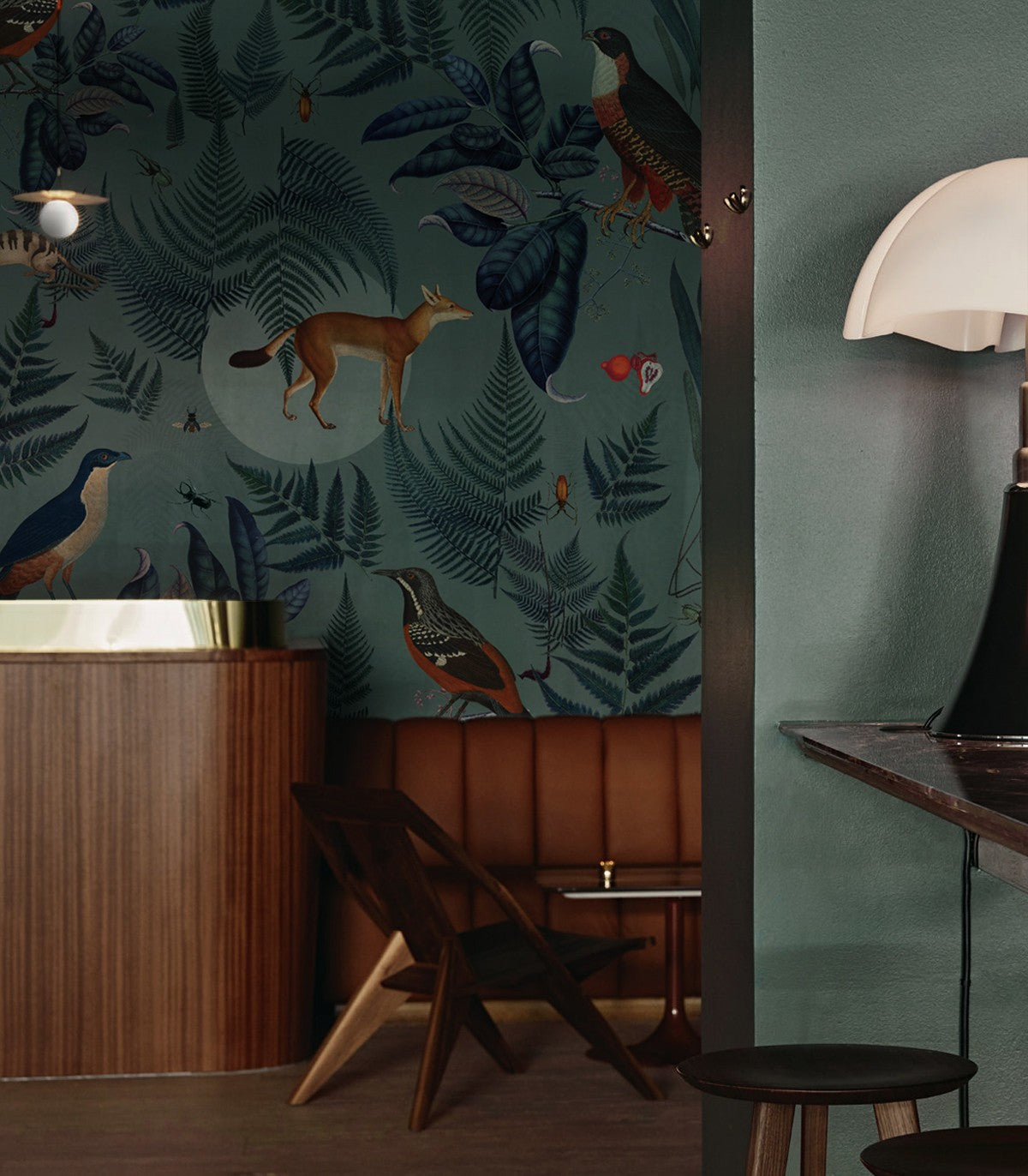 Türkisfarbene Farn-Tapete