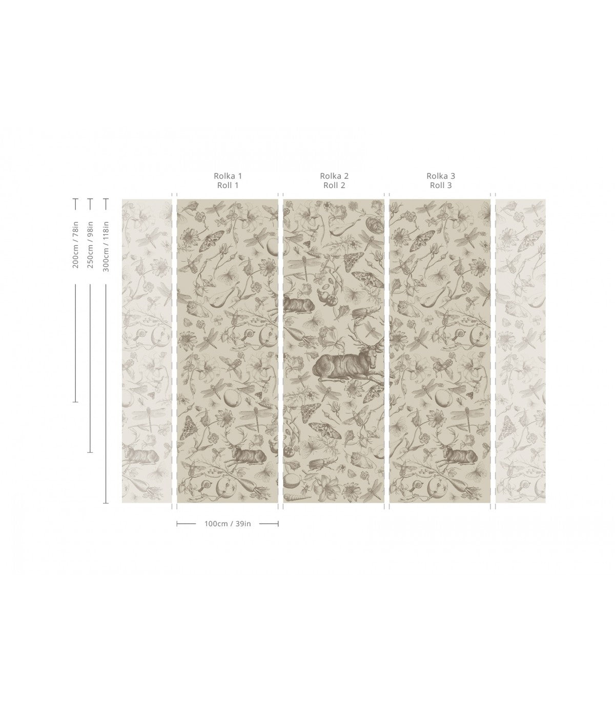 Vintage botanische hellbraune Tapete